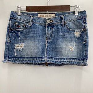 Y2K Hollister Distressed Blue Micro Mini Skirt